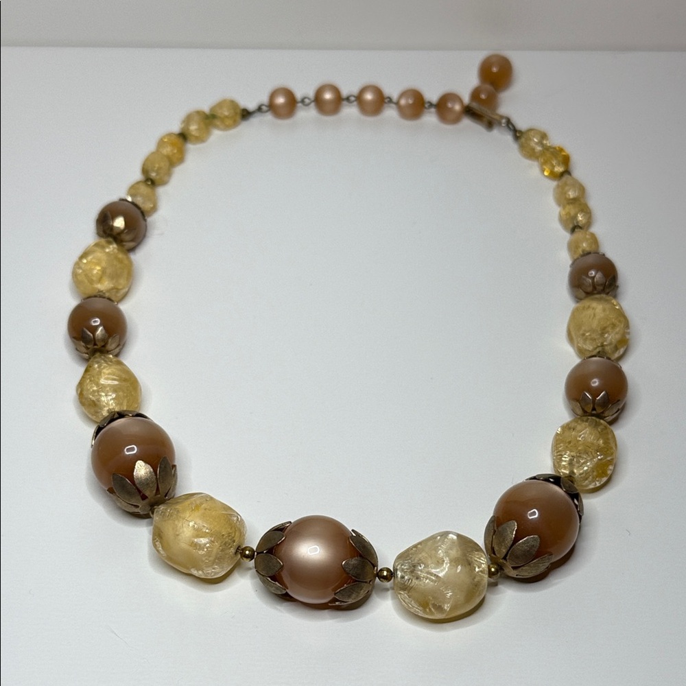 Vintage HOBE moonglow neutral color palette signed MCM necklace stunning
